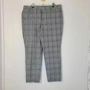 Banana Republic Sloan Pants Plaid Black White Blue Office Workwear Size 14